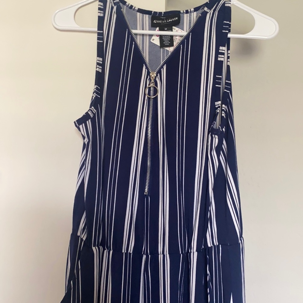 Navy blue and white jumpsuit